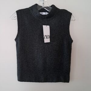 Zara Charcoal Sleeveless Knit Top